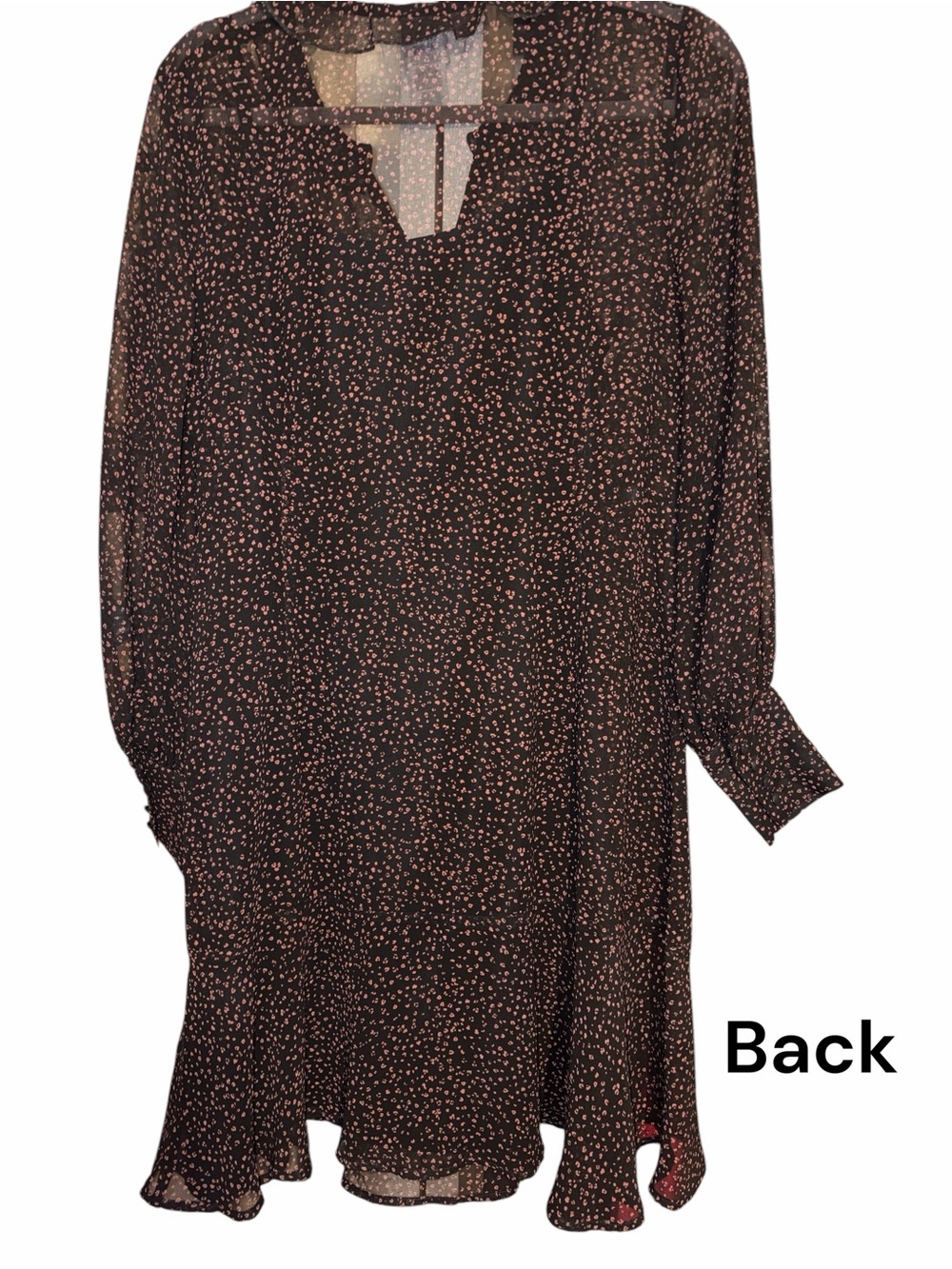 CAbi Black Long Sleeve Shift Dress with Brown Dot Print - Picture 3 of 3